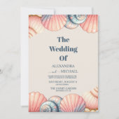 Waterverf Seashells Elegant Minimalist Wedding Kaart (Voorkant)