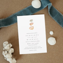 Waterverf Seashells Elegant Minimalist Wedding
