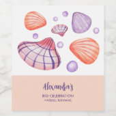 Waterverf Seashells Food and Beverage Label Set Wijn Etiket (Enkel label)