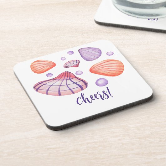 Waterverf Seashells Hard Plastic Onderzetters (Linkerzijde)