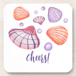 Waterverf Seashells Hard Plastic Onderzetters