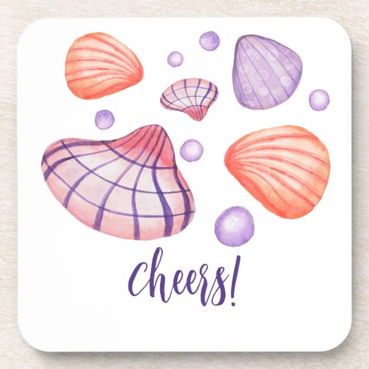 Waterverf Seashells Hard Plastic Onderzetters (Voorkant)