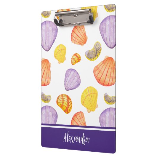 Waterverf Seashells Klembord met naam (Links)