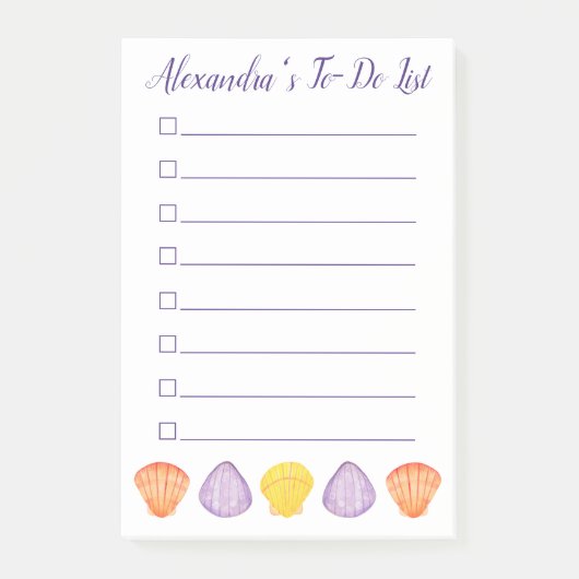 Waterverf Seashells met de naam Listicle Post-it® Notes (Voorkant)