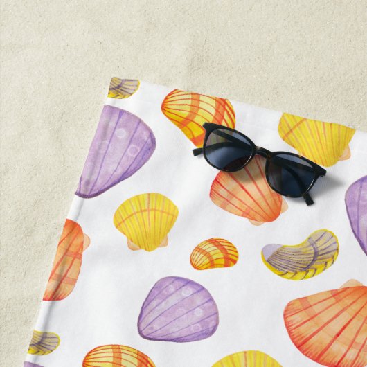 Waterverf Seashells met naam Beach Towel Strandlaken (In situ)