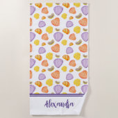 Waterverf Seashells met naam Beach Towel Strandlaken (Voorkant)