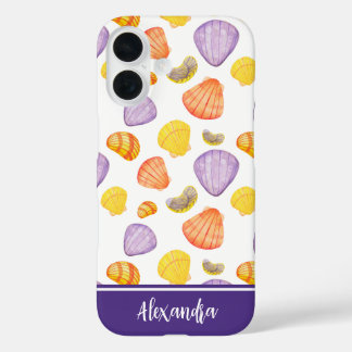 Waterverf Seashells met naam iPhone Case