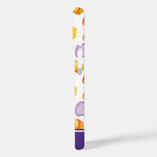 Waterverf Seashells met naam iPhone Case (Achterkant / Links)