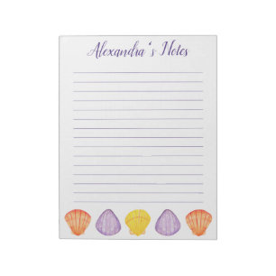 Waterverf Seashells met naam Letter-Size Notitieblok
