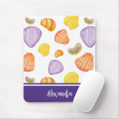 Waterverf Seashells met naam Muismat (Met muis)