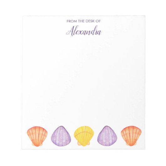Waterverf Seashells met naam Notitieblok (Voorkant)