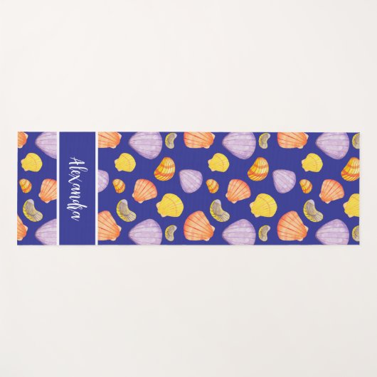 Waterverf Seashells met naam Yogamat (Voorkant (horizontaal))