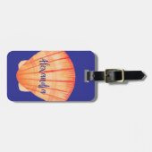 Waterverf Seashells Monogram Bagagelabel (rood) (Voorkant horizontaal)