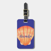 Waterverf Seashells Monogram Bagagelabel (rood) (Voorkant verticaal)