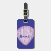 Waterverf Seashells Monogram Bagagelabel (Violet) (Voorkant verticaal)
