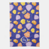 Waterverf Seashells Monogram keukenhanddoeken (Verticaal)