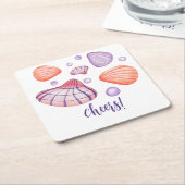 Waterverf Seashells Nautische Onderzetters (Schuin)