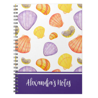 Waterverf Seashells Notitieboek met naam