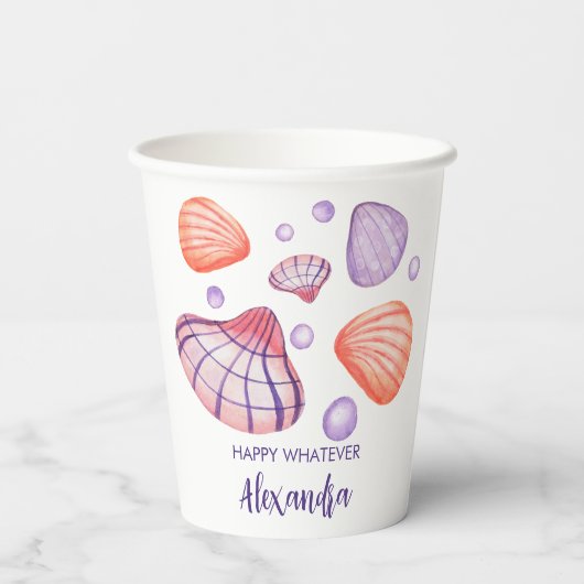 Waterverf Seashells Papieren bekers (Achterkant)