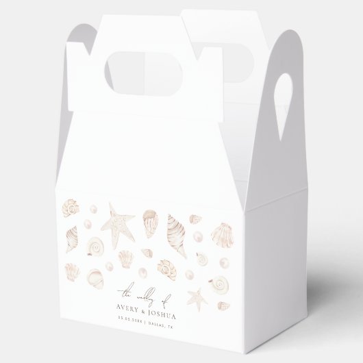 Waterverf Seashells Parels Kust Boho Huwelijk Bedankdoosjes (Geopend)