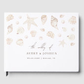 Waterverf Seashells Parels Kust Boho Huwelijk Gastenboek (Voorkant)