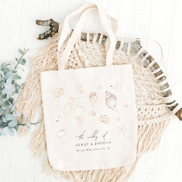 Waterverf Seashells Parels Nautische bruiloft guns Tote Bag