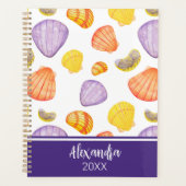 Waterverf Seashells Planner met naam (Voorkant)