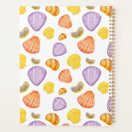 Waterverf Seashells Planner met naam (Achterkant)