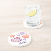 Waterverf Seashells Ronde Zandsteen Onderzetters (Zijkant)