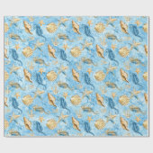 Waterverf Seashells Seahorse Starfish Zee Life Cadeaupapier (Vlak)