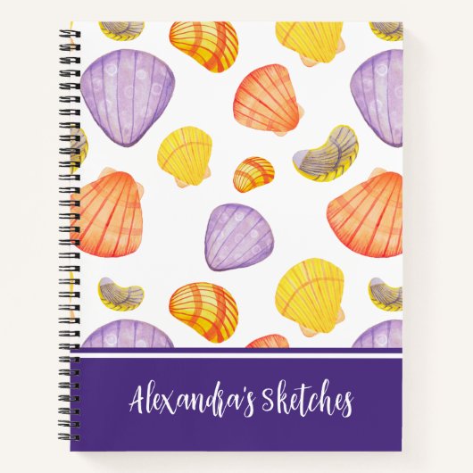 Waterverf Seashells Sketchbook Notitieboek met naa (Voorkant)