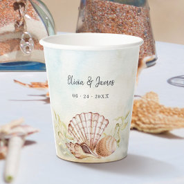 Waterverf Seashells Tropical Beach Bruiloft Papieren Bekers