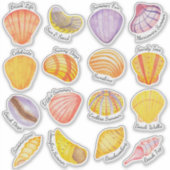 Waterverf Seashells Vinyl Stickers (Voorkant)