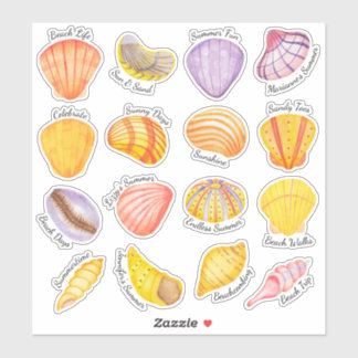 Waterverf Seashells Vinyl Stickers