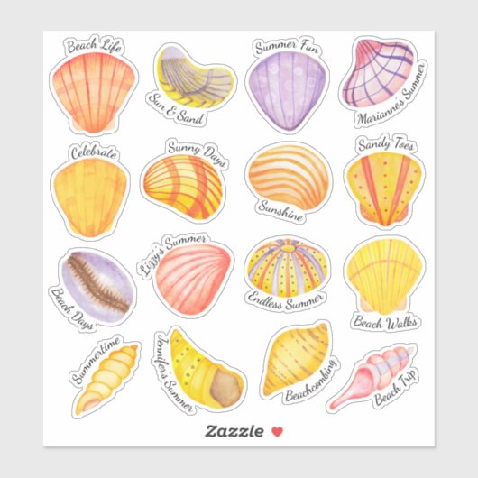Waterverf Seashells Vinyl Stickers (Vel)