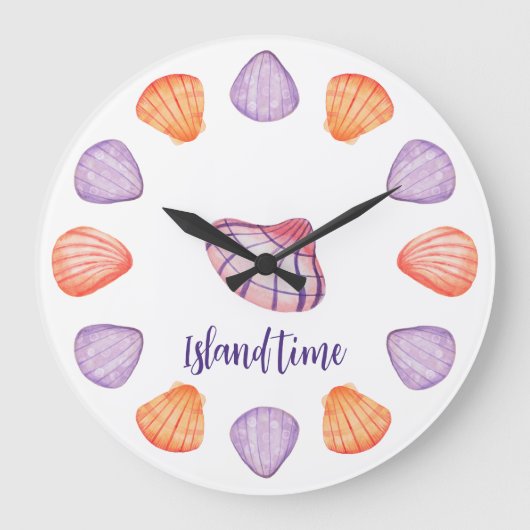 Waterverf Seashells Wall Clock Grote Klok (Voorkant)