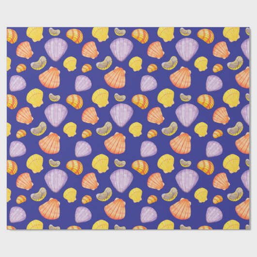 Waterverf Seashells Wrapping Paper Cadeaupapier (Vlak)