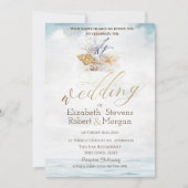 Waterverf Seashells, Zee bruiloft Kaart (Voorkant)