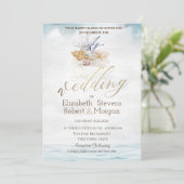 Waterverf Seashells, Zee bruiloft Kaart (Staand voorkant)