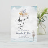 Waterverf Seashells, Zee sparen de Datum Save The Date (Staand voorkant)