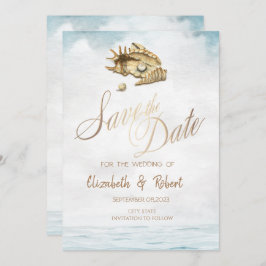 Waterverf Seashells, Zee sparen de Datum Save The Date