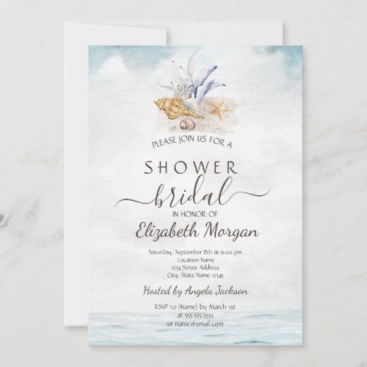 Waterverf Seashells, Zee Vrijgezellenfeest Kaart (Voorkant)