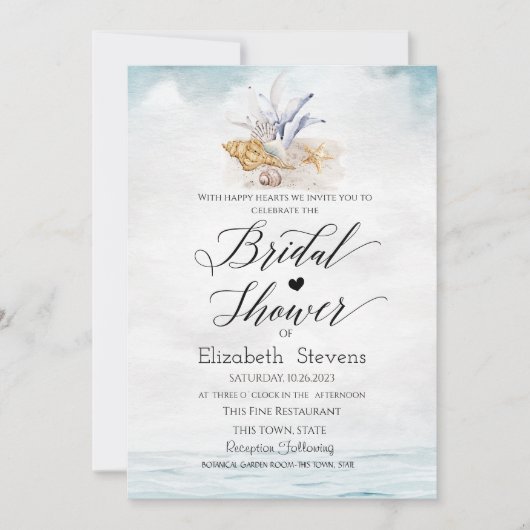 Waterverf Seashells, Zee Vrijgezellenfeest Kaart (Voorkant)