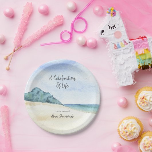 Waterverf Seashore - viering van het leven Papieren Bordje (Feest)