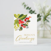 Waterverf SEASON GREETINGS Feestdagenkaart (Staand voorkant)