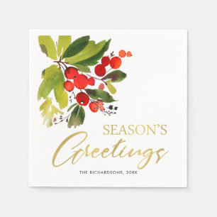 Waterverf SEASON GREETINGS Servet