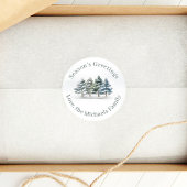 Waterverf Season's Greetings Custom Pine Trees Ronde Sticker