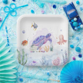 Waterverf Seatrurtle Sealife Papier Borden Papieren Bordje (Feest)