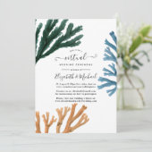 Waterverf Seaweed Beach Online Virtual Wedding Kaart (Staand voorkant)