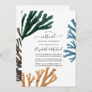 Waterverf Seaweed Beach Online Virtual Wedding Kaart